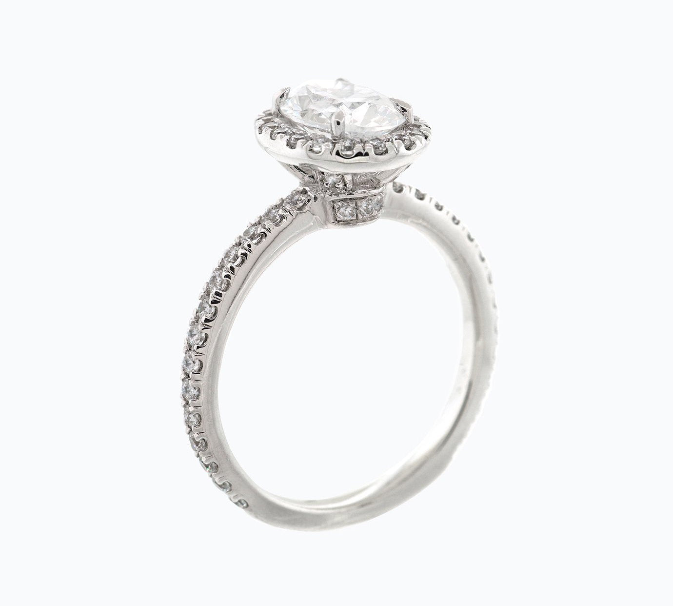 Oval Halo & Pave Lab Grown Diamond Engagement Ring