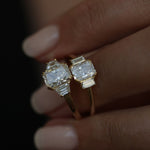 1.18 CT Radiant Three Stones Lab Grown Diamond Engagement Ring