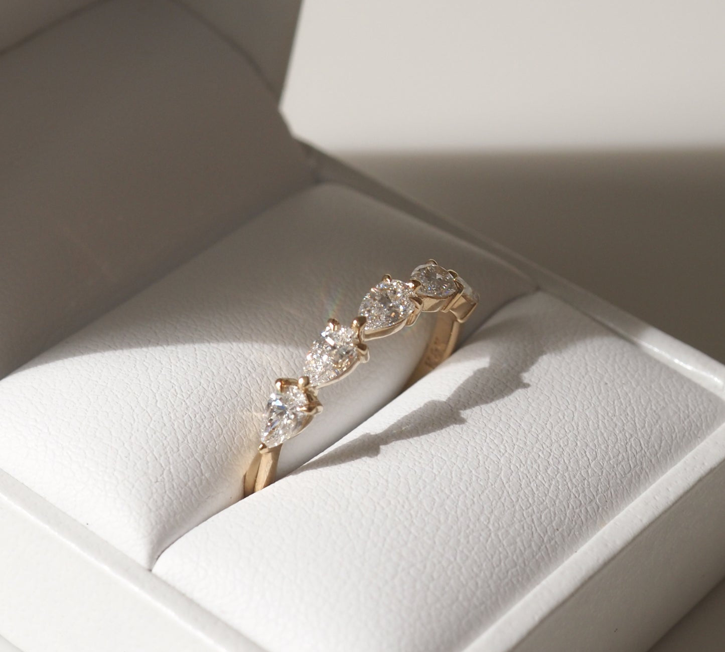 Stunning 1 TCW Pear Moissanite Stones Half Eternity Wedding Bands