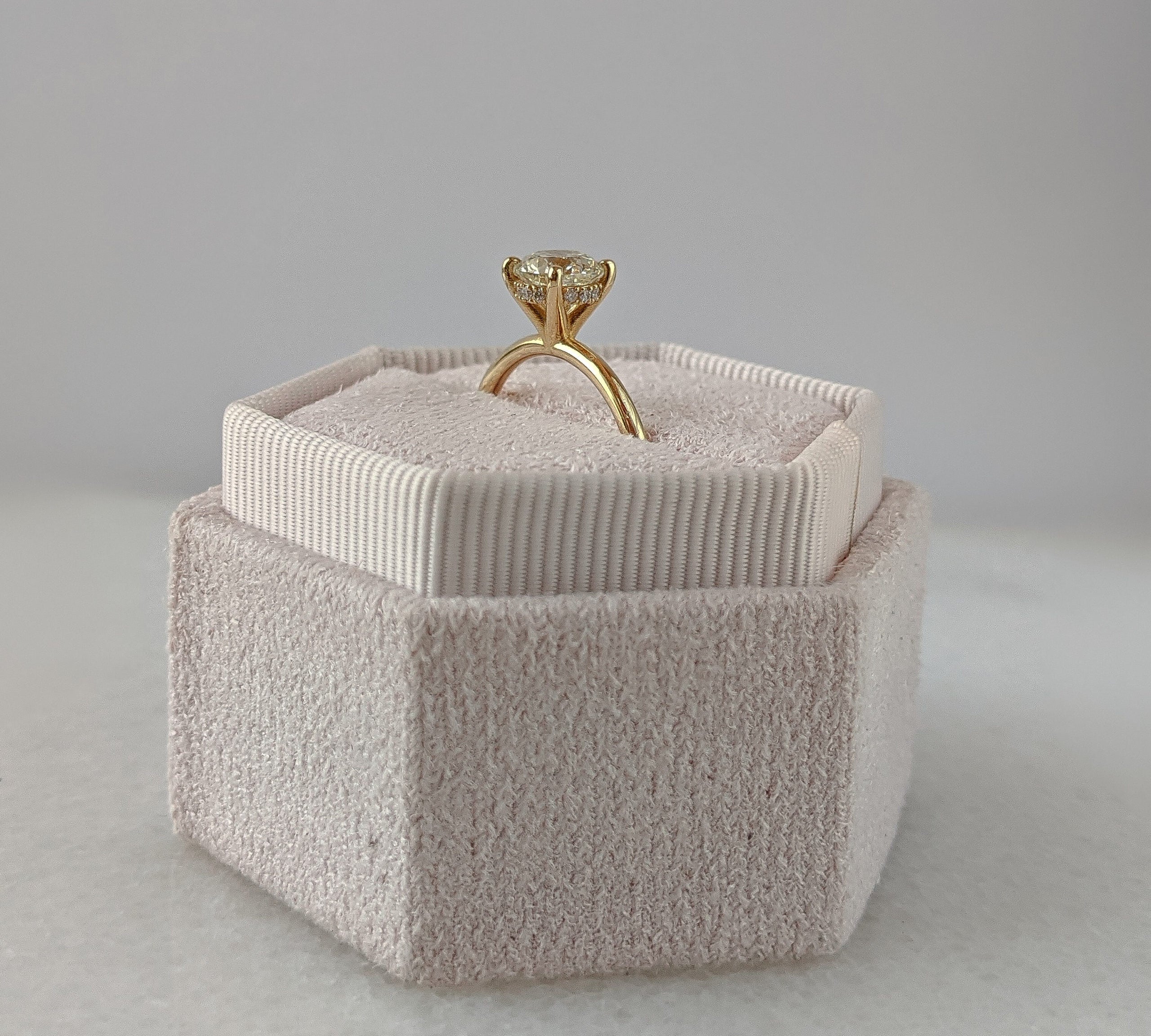 Round Hidden Halo Lab Grown Diamond Engagement Ring