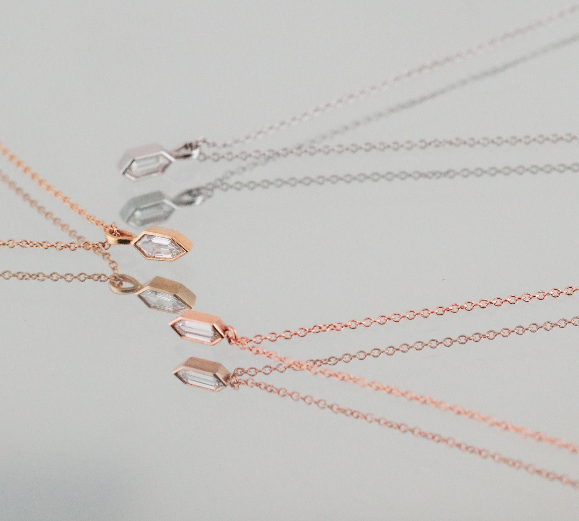 0.24 CT Hexagon Cut Bezel Moissanite Necklace