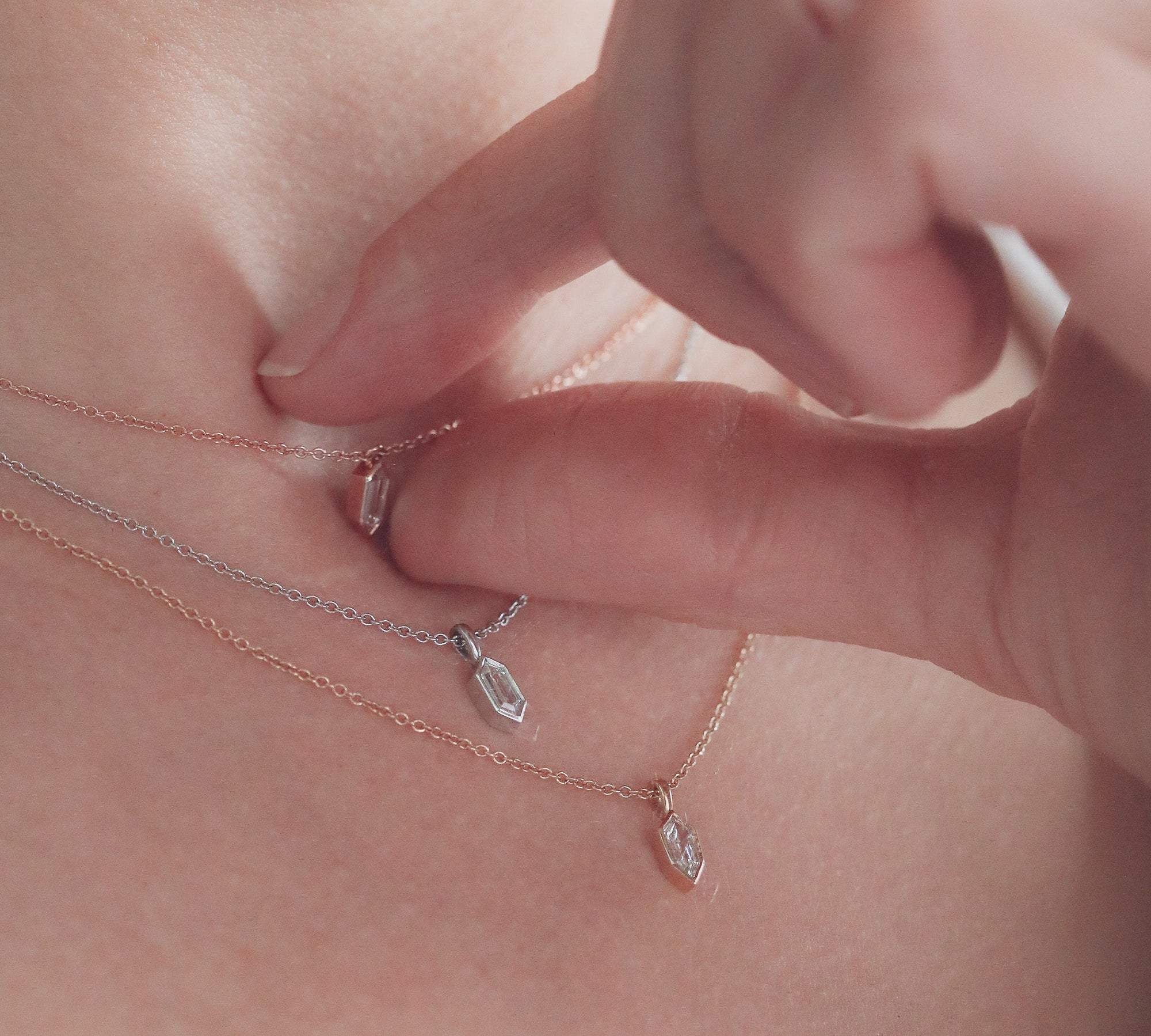 0.24 CT Hexagon Cut Bezel Moissanite Necklace