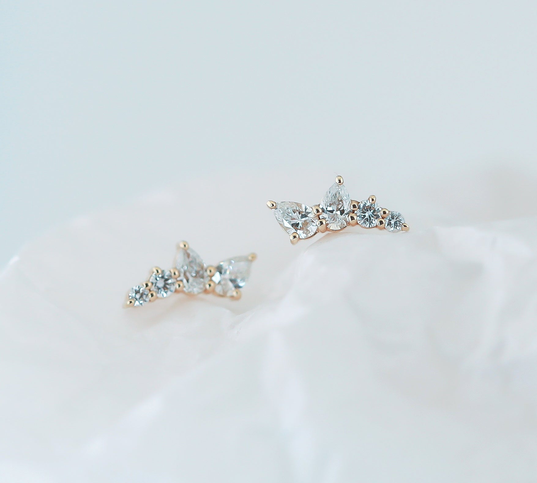 0.4 TCW Pear & Round Cut Moissanite Stud  Earrings