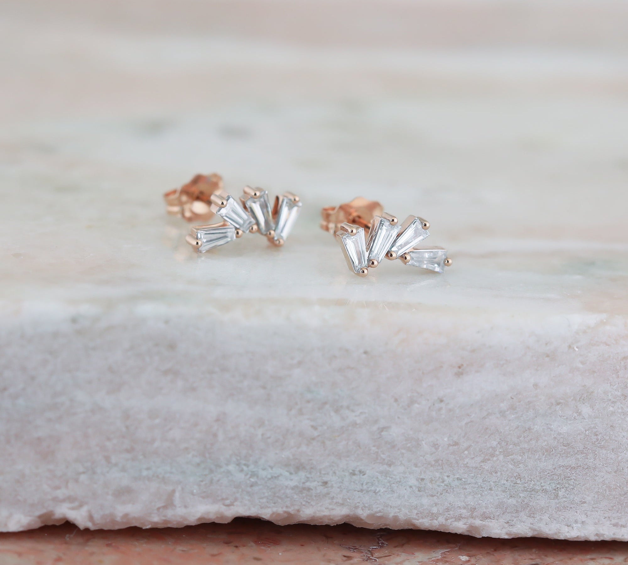 0.34 TCW Baguette Cut Moissanite Stud Earrings