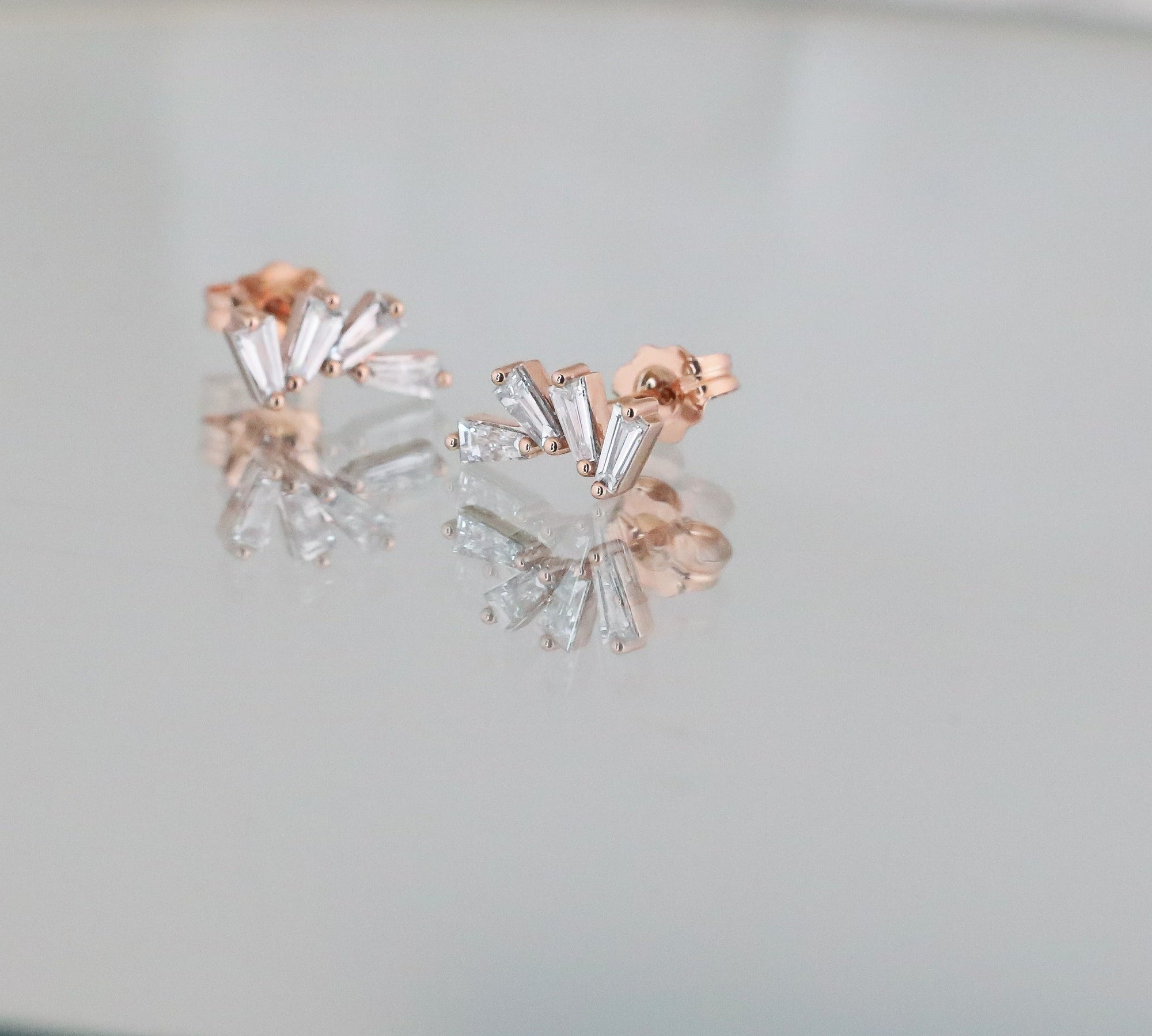 0.34 TCW Baguette Cut Moissanite Stud Earrings