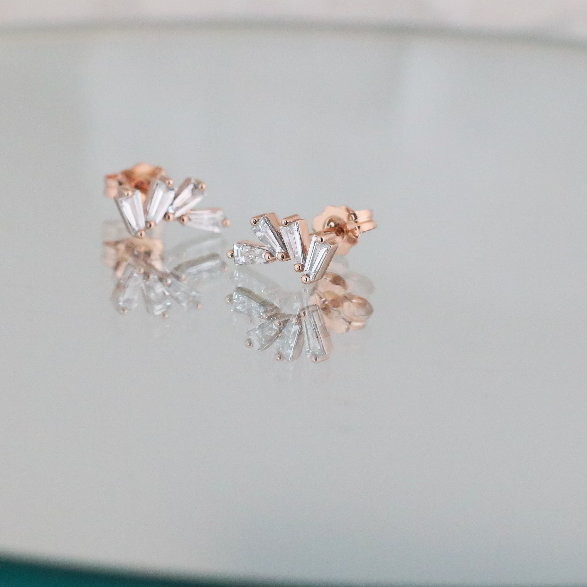 0.34 TCW Baguette Cut Moissanite Stud Earrings
