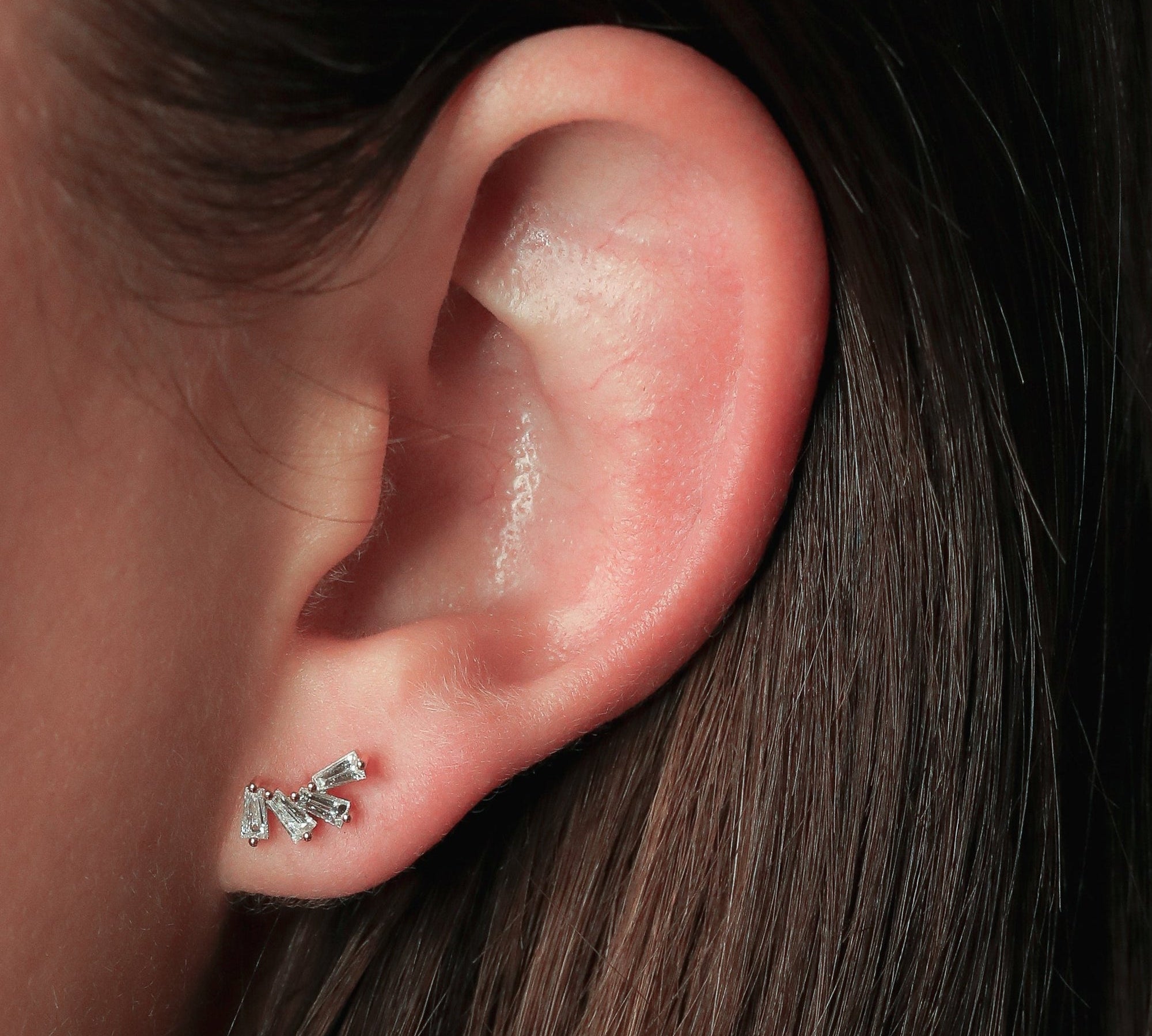 0.34 TCW Baguette Cut Moissanite Stud Earrings