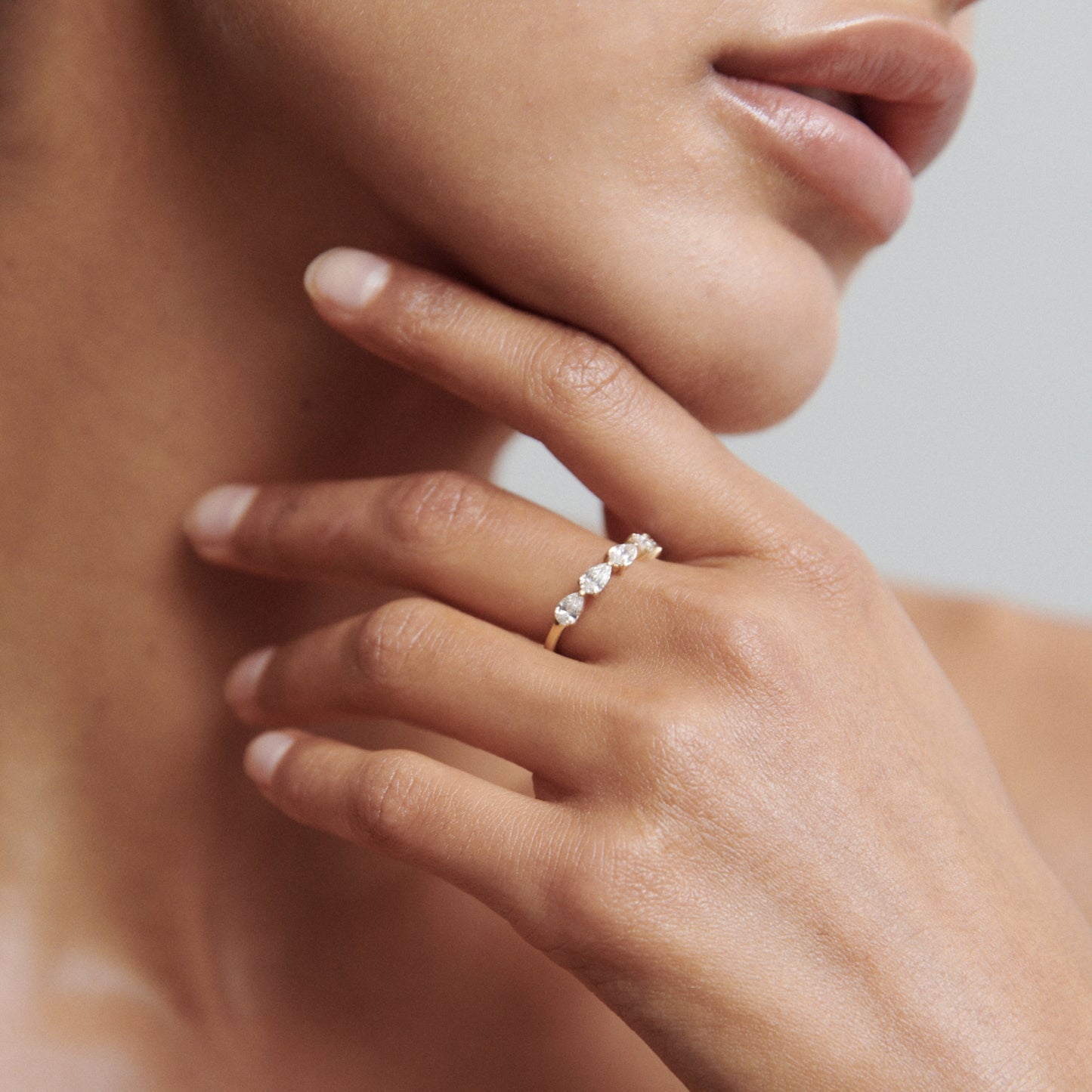 Stunning 1 TCW Pear Moissanite Stones Half Eternity Wedding Bands