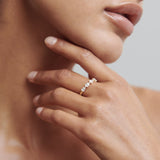 Stunning 1 TCW Pear Moissanite Stones Half Eternity Wedding Bands