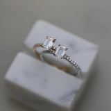 Emerald Cut Pave Lab Grown Diamond Engagement Ring