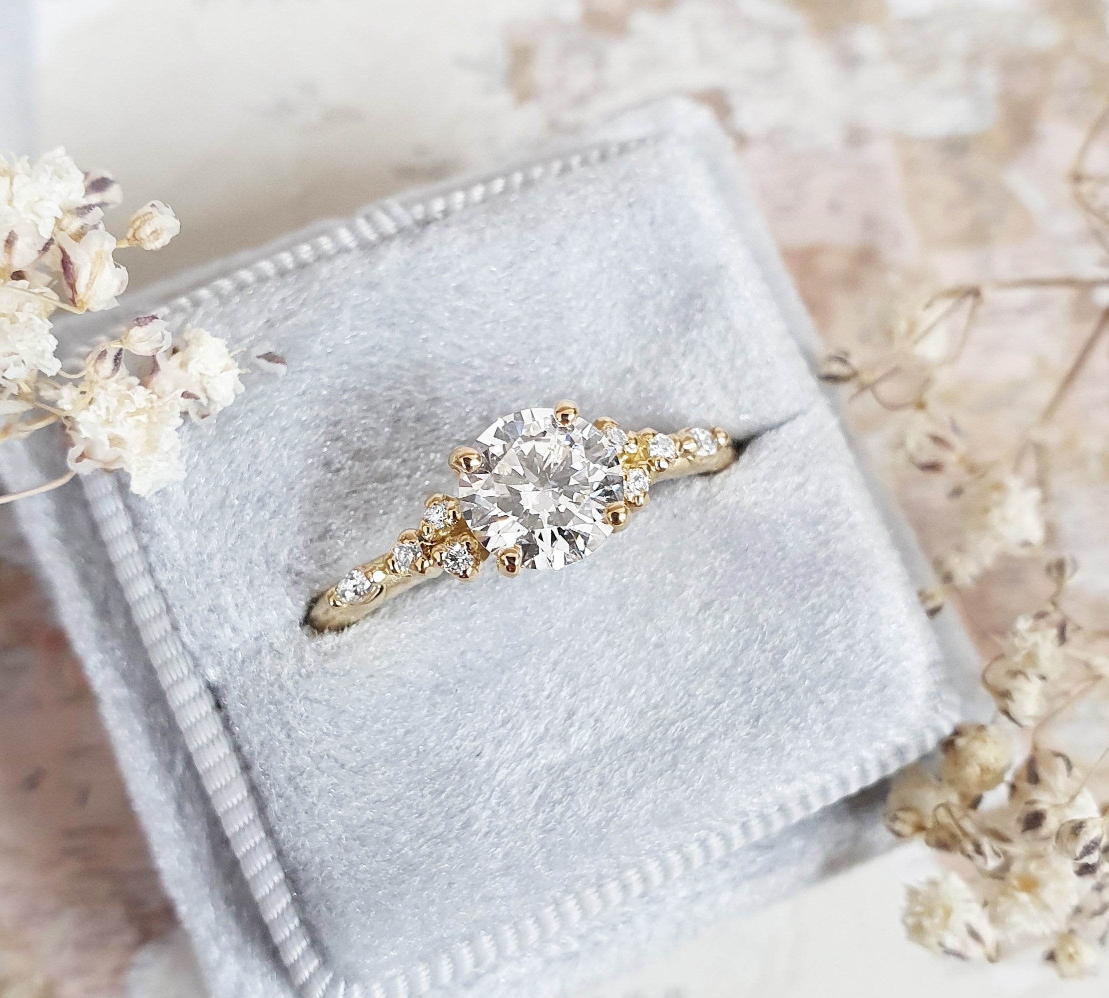 Round Cluster Lab Grown Diamond Engagement Ring