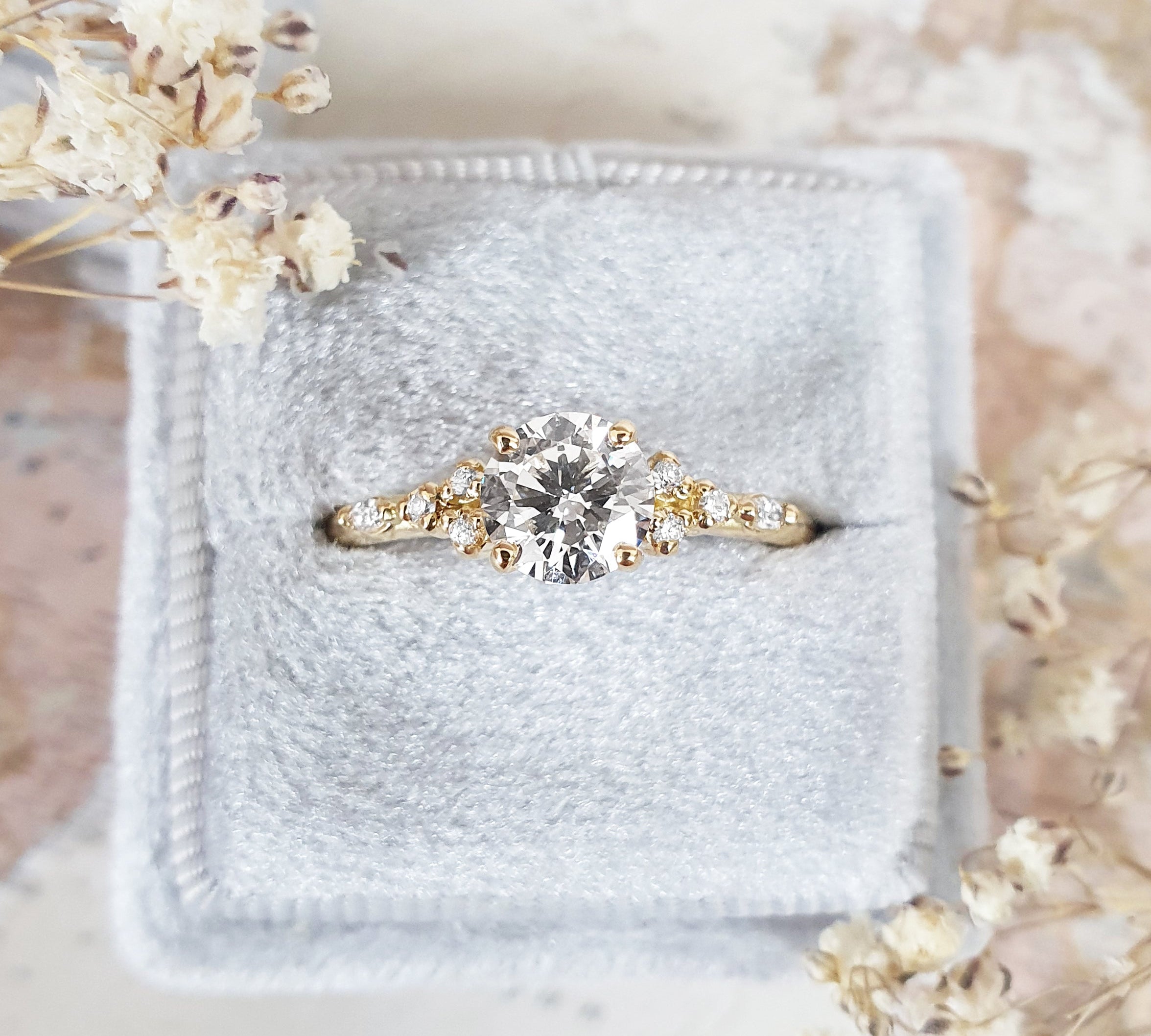 Round Cluster Lab Grown Diamond Engagement Ring