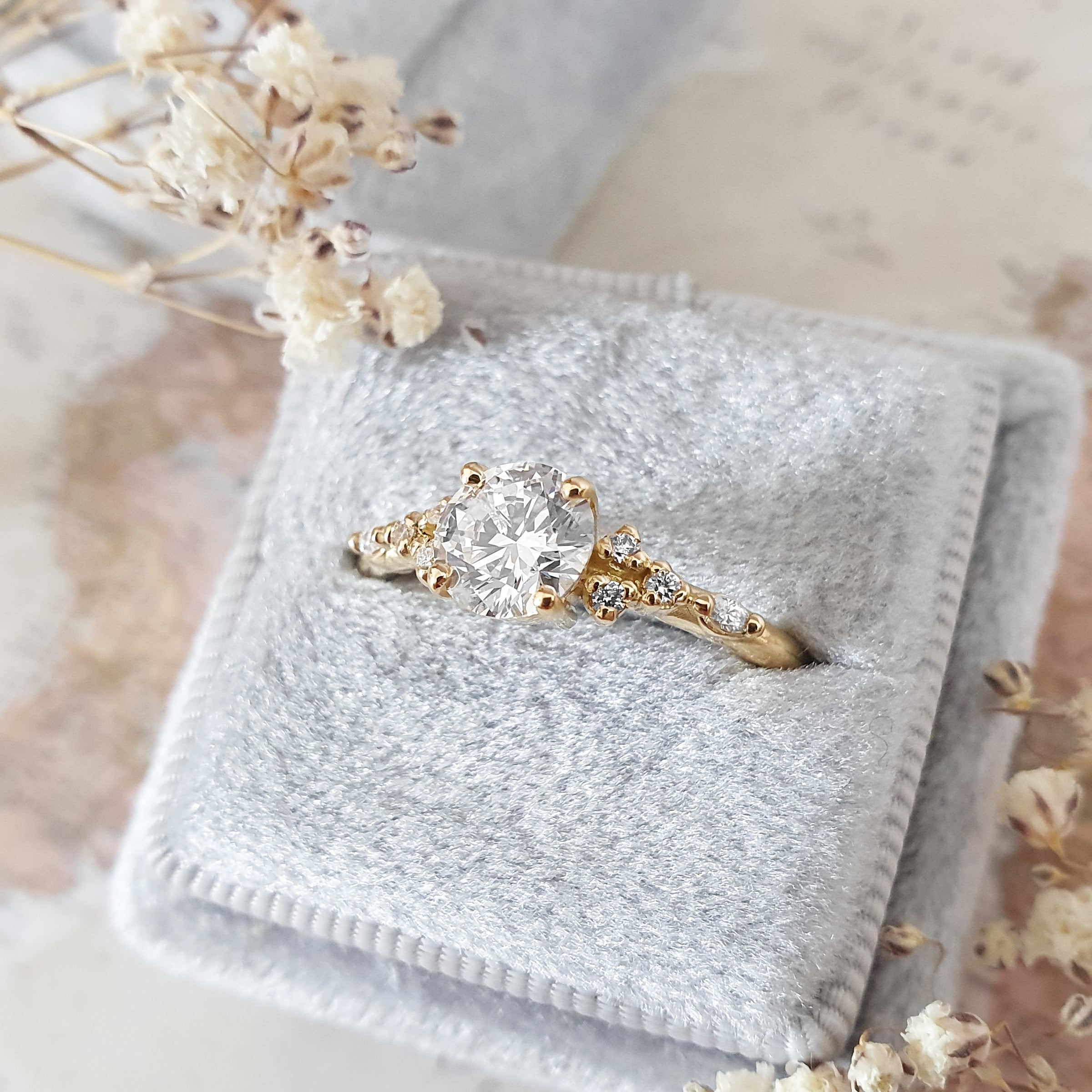 Round Cluster Lab Grown Diamond Engagement Ring