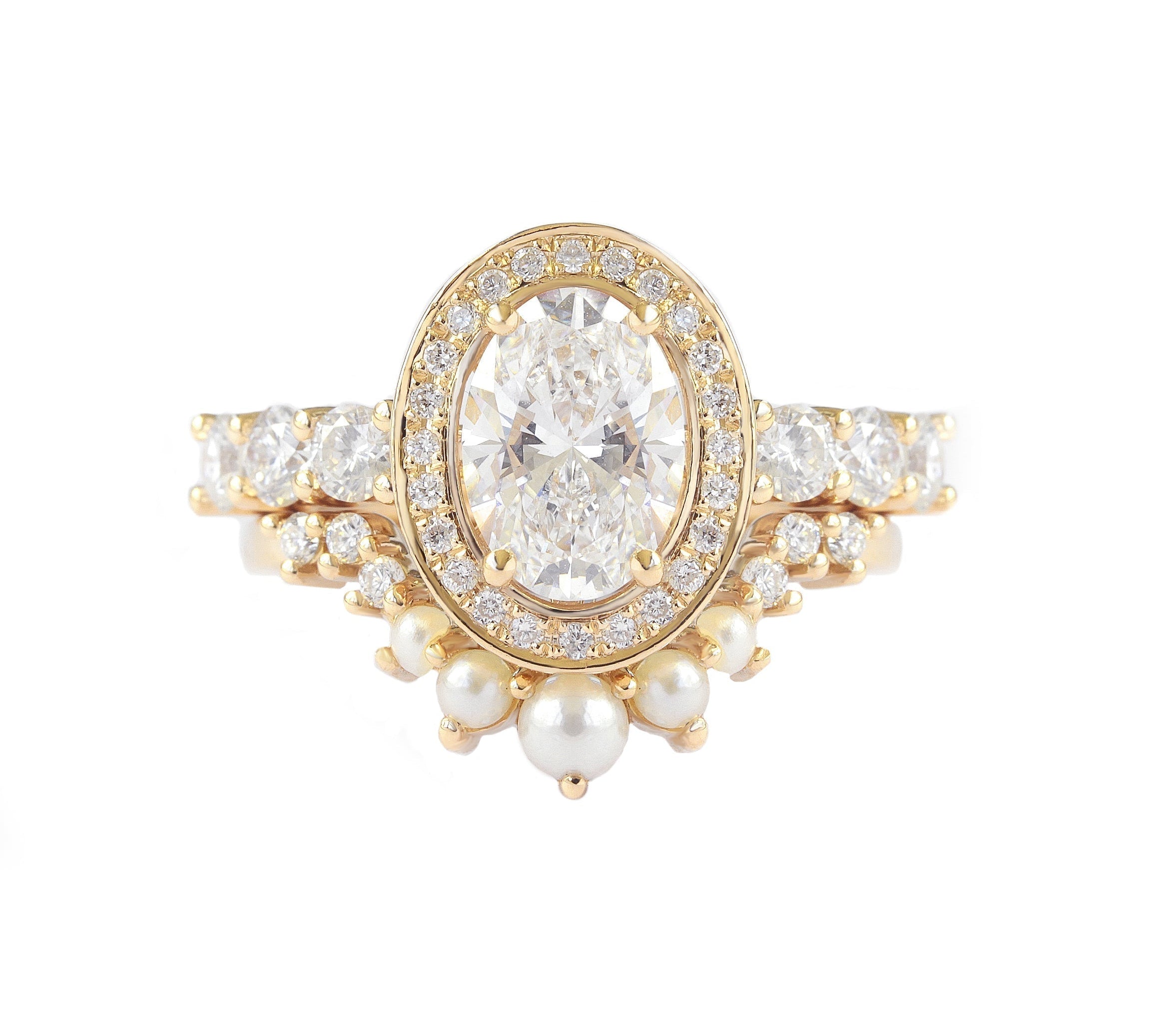 Oval Halo & Pave Lab Grown Diamond Engagement Ring