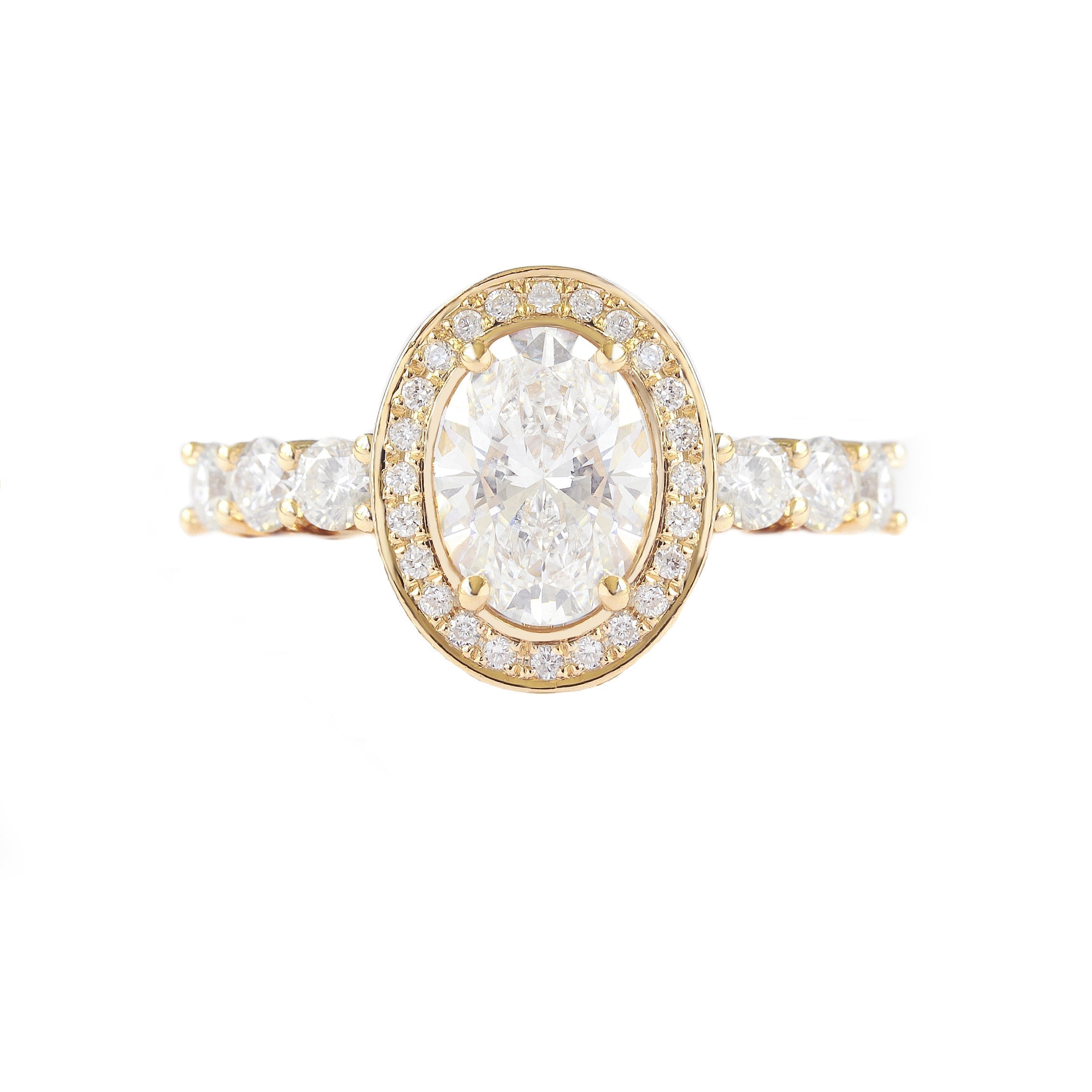 Oval Halo & Pave Lab Grown Diamond Engagement Ring