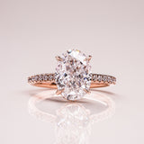 Oval Pave Moissanite Engagement Ring