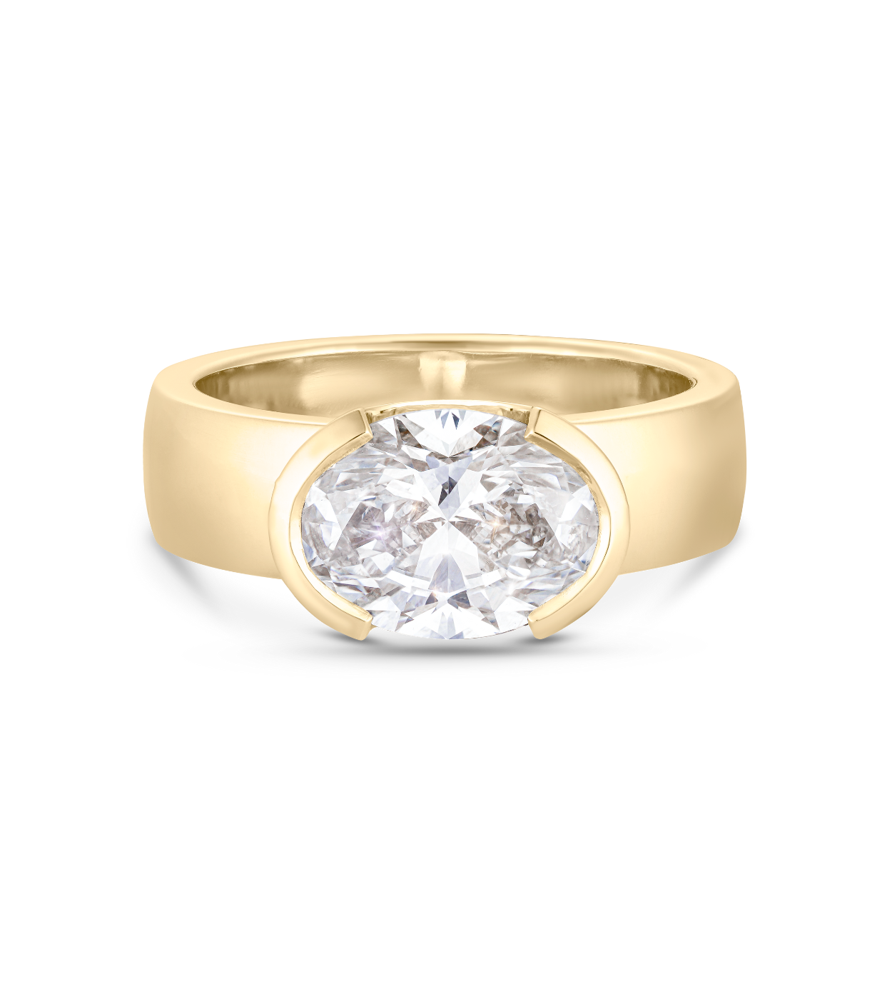 2.51 CT Oval Half Bezel Lab Grown Diamond Engagement Ring