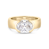 2.51 CT Oval Half Bezel Lab Grown Diamond Engagement Ring