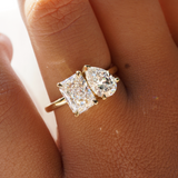 2.54 CT Radiant & Pear Toi et Moi Lab Grown Diamond Engagement Ring
