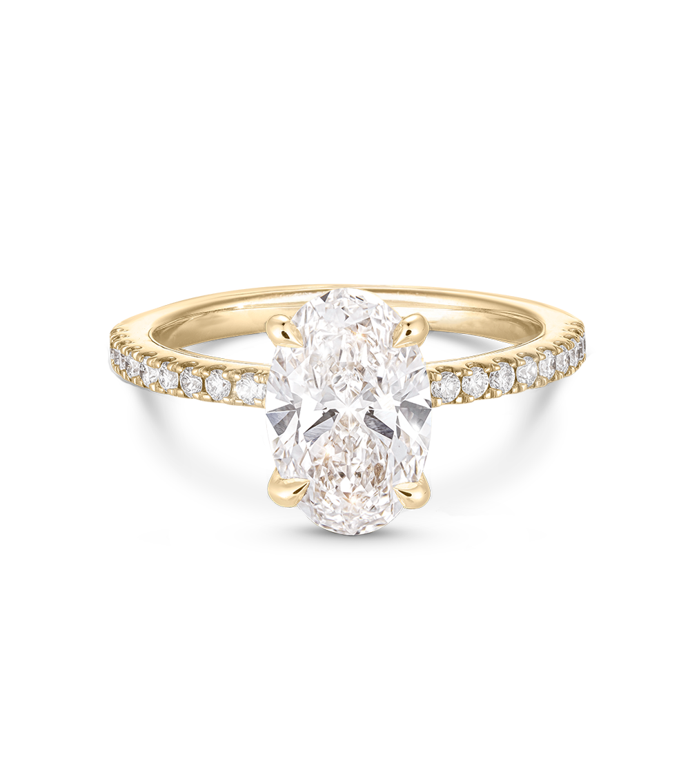 2.54 CT Oval Pave Lab Grown Diamond Engagement Ring