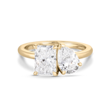 2.54 CT Radiant & Pear Toi et Moi Lab Grown Diamond Engagement Ring