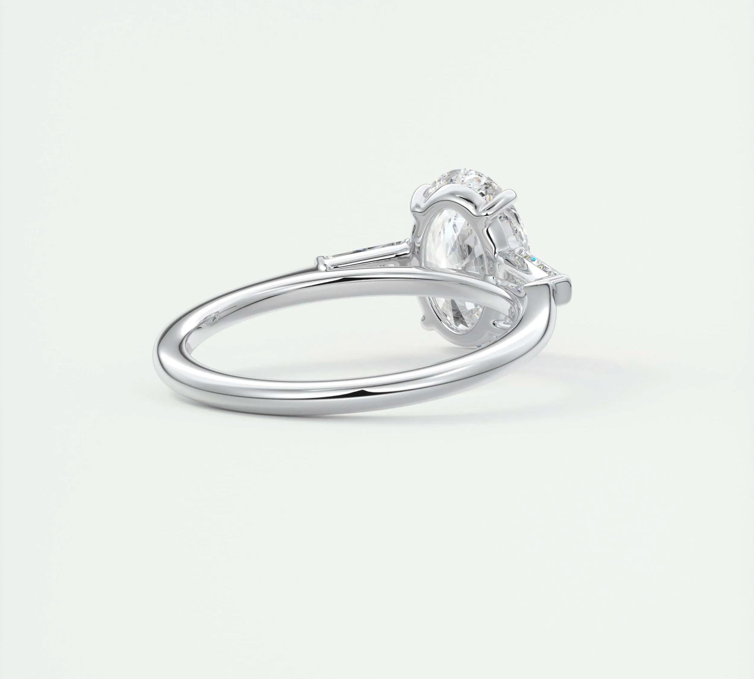 2 CT Oval Three Stone CVD F/VS1 Diamond Engagement Ring 3