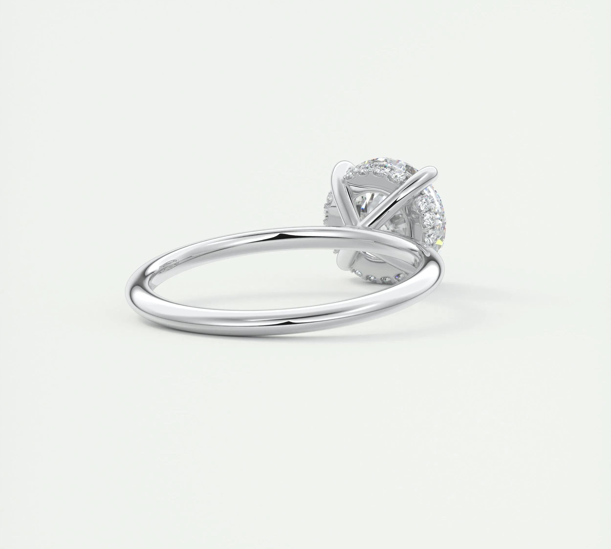 2 CT Round Hidden Halo CVD F/VS1 Diamond Engagement Ring 3