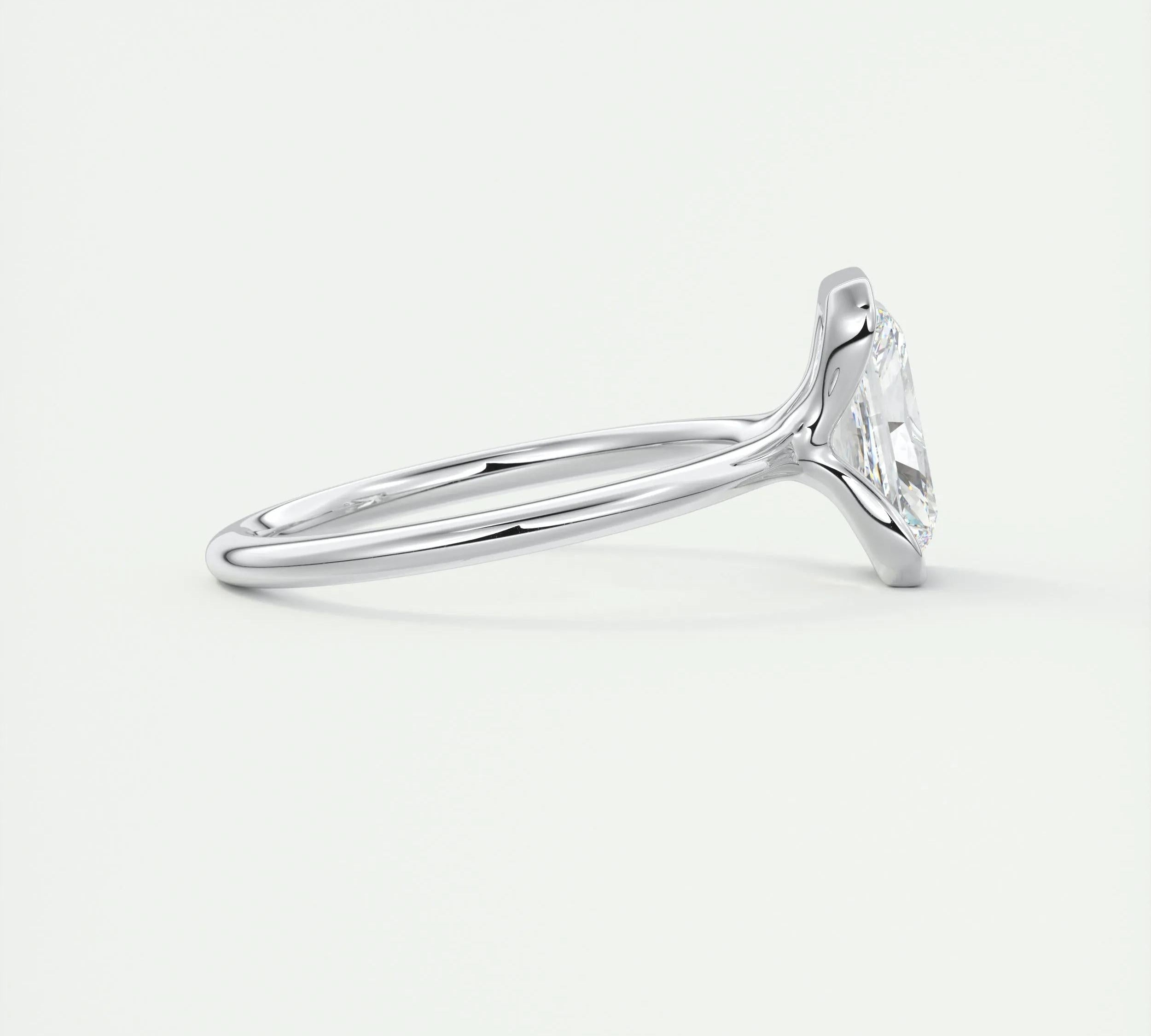 2 CT Radiant Half Bezel CVD F/VS1 Diamond Engagement Ring 2