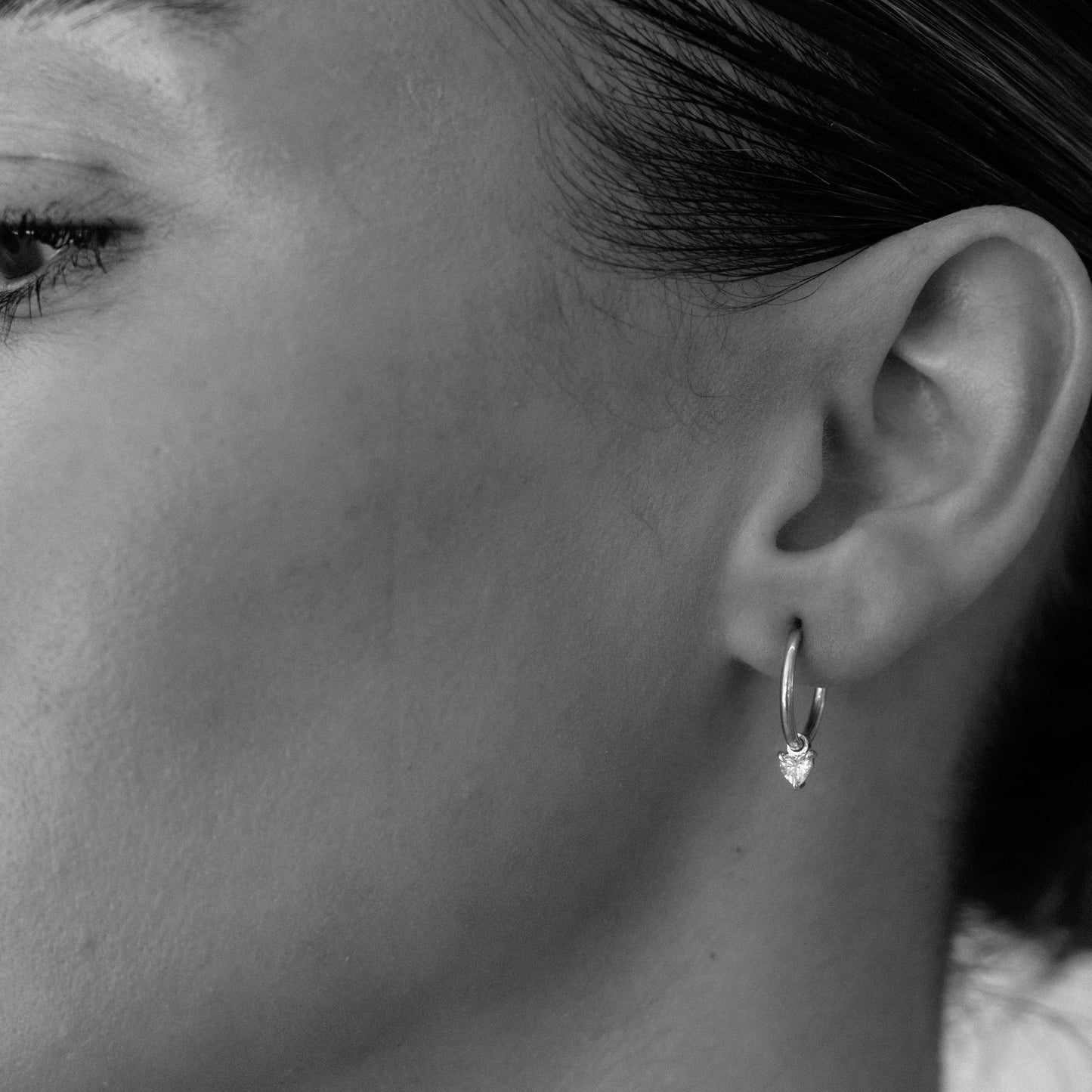 0.20 TCW Heart Cut Lab Grown Hoops Earrings