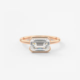 Emerald Half Bezel Lab Grown Diamond Engagement Ring