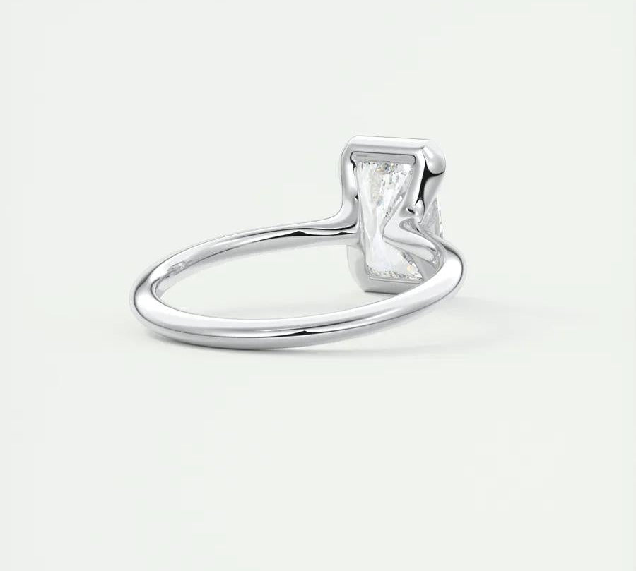 2 CT Radiant Half Bezel CVD F/VS1 Diamond Engagement Ring 3