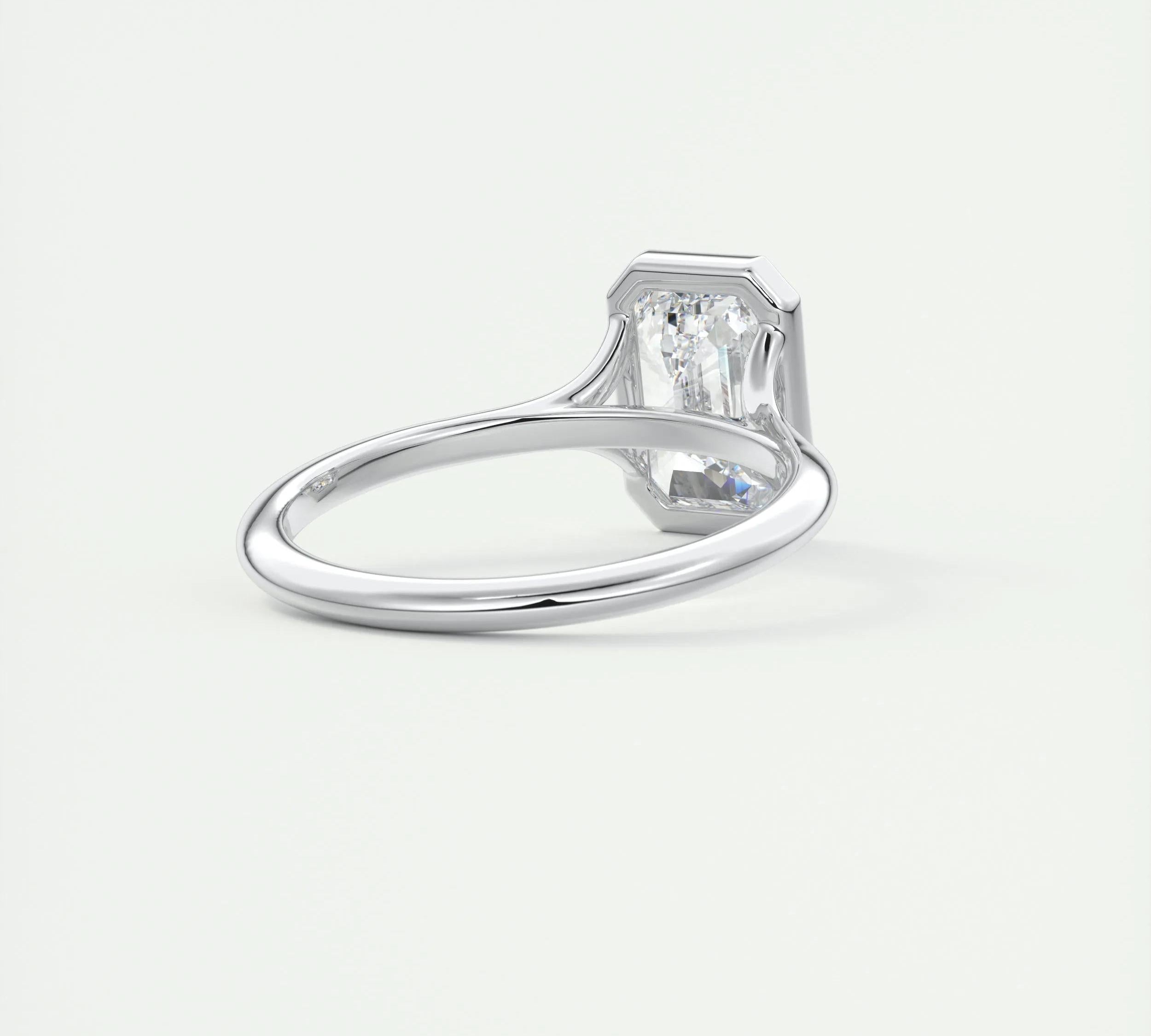 2 CT Emerald Bezel CVD F/VS1 Diamond Engagement Ring 3