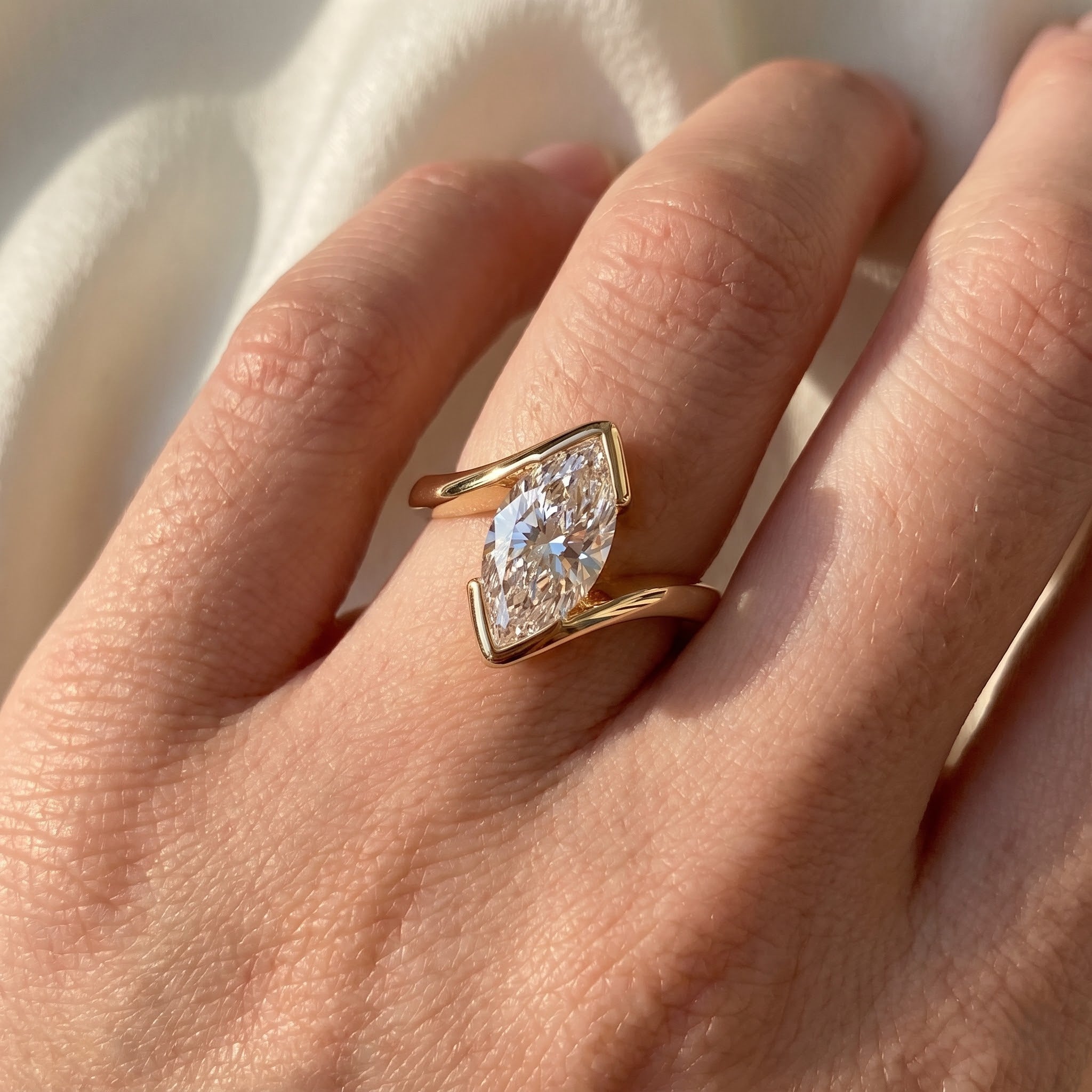 3.0 CT Marquise Shaped Lab Grown Diamond Solitaire Style Engagement Ring