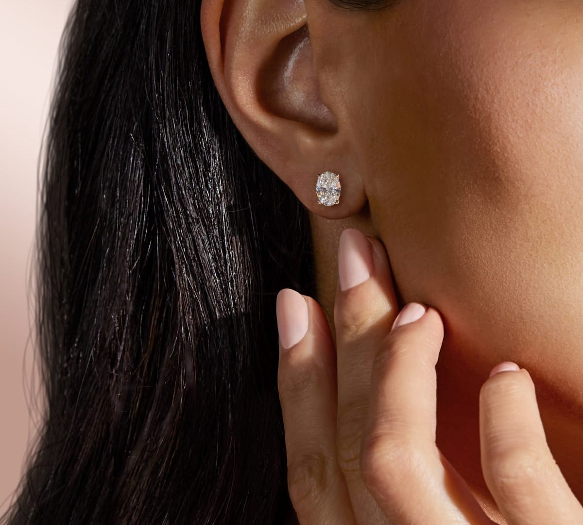 0.50 CT-2.0 CT Oval Solitaire Lab Grown Diamond Earrings