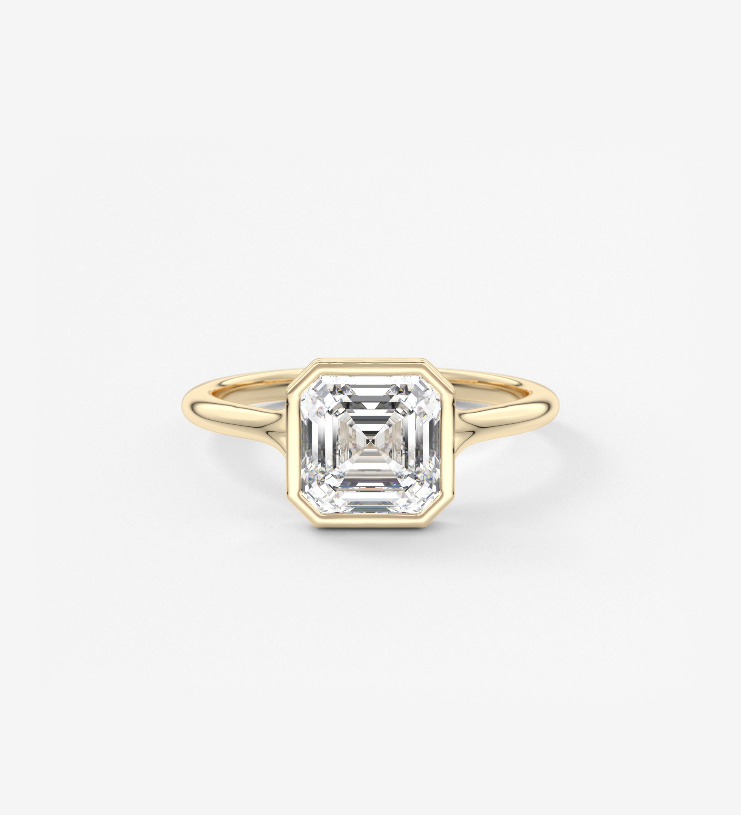Asscher Bezel Split Shank Lab Grown Diamond Engagement Ring