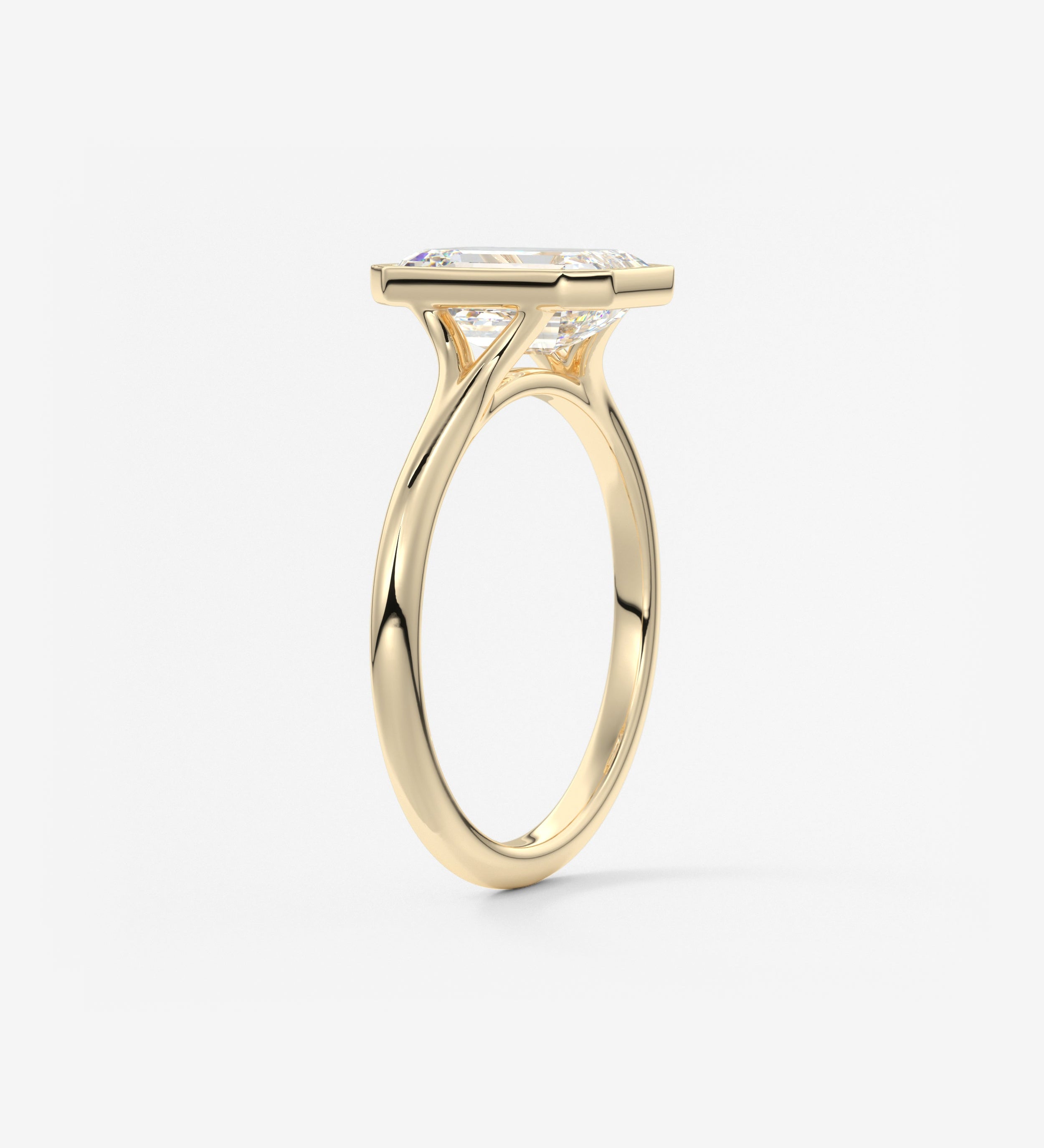 Emerald Bezel Lab Grown Diamond Engagement Ring
