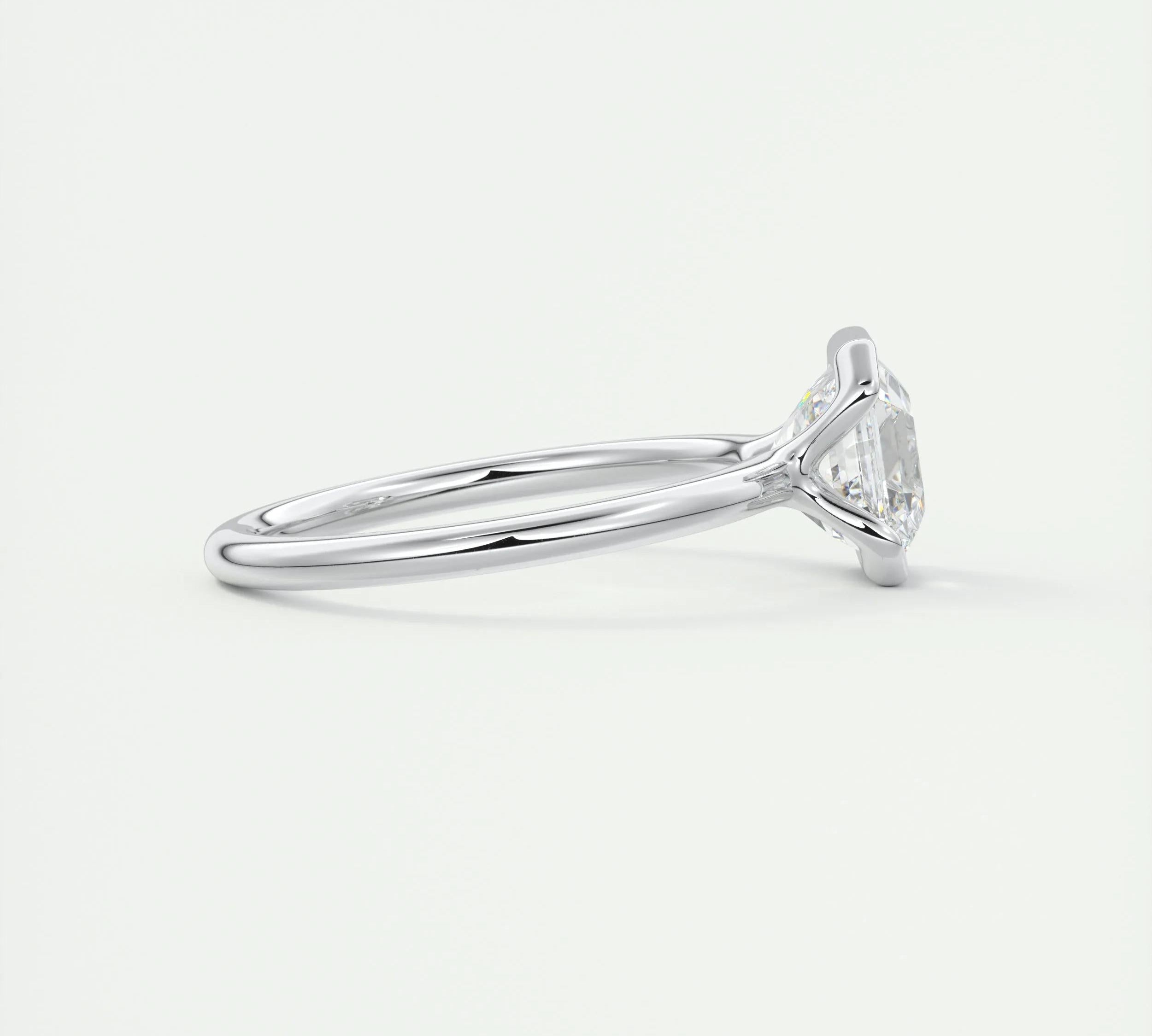 2 CT Asscher Half Bezel CVD F/VS1 Diamond Engagement Ring 3