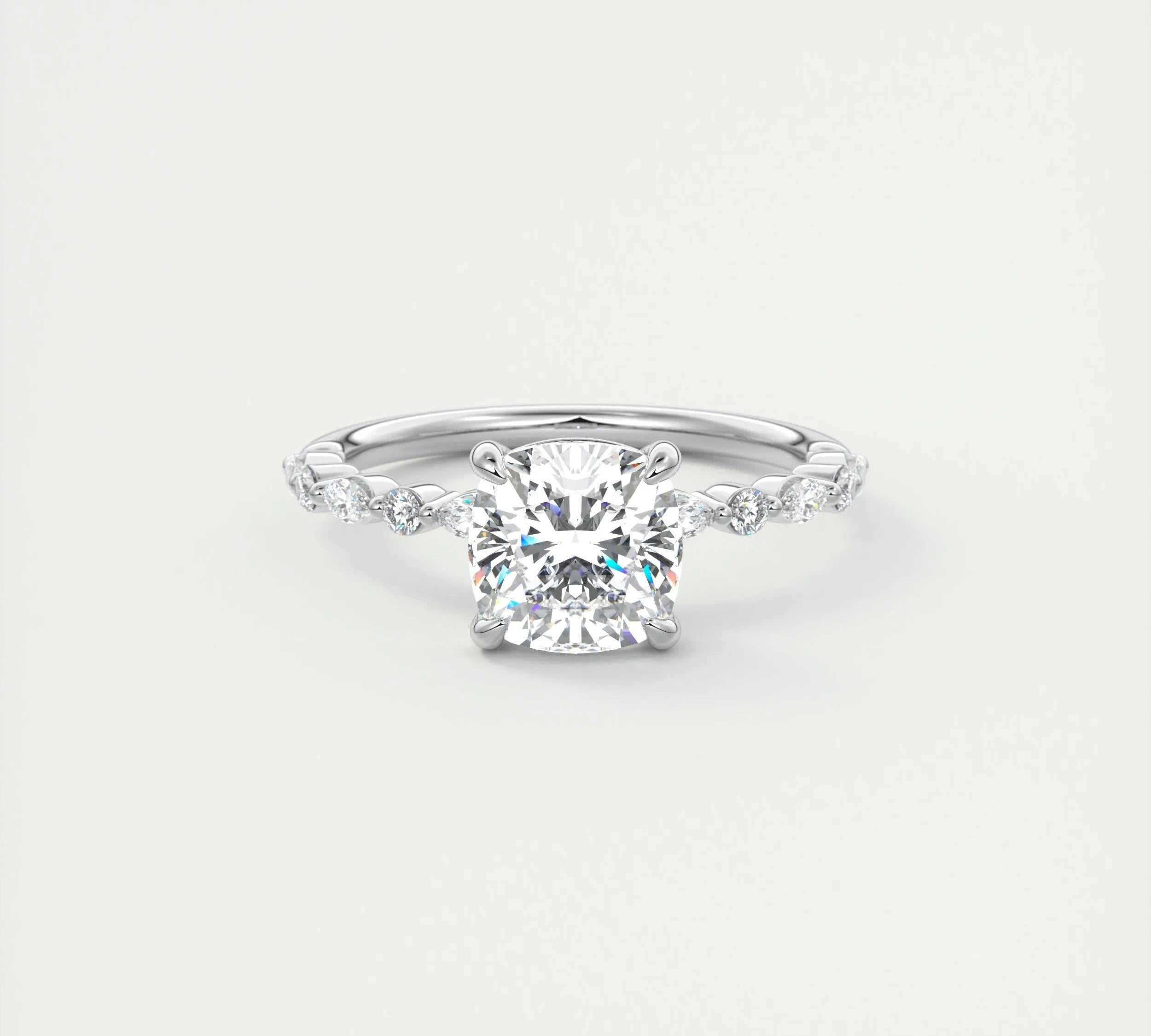 2 CT Cushion Solitaire CVD F/VS1 Diamond Engagement Ring 1