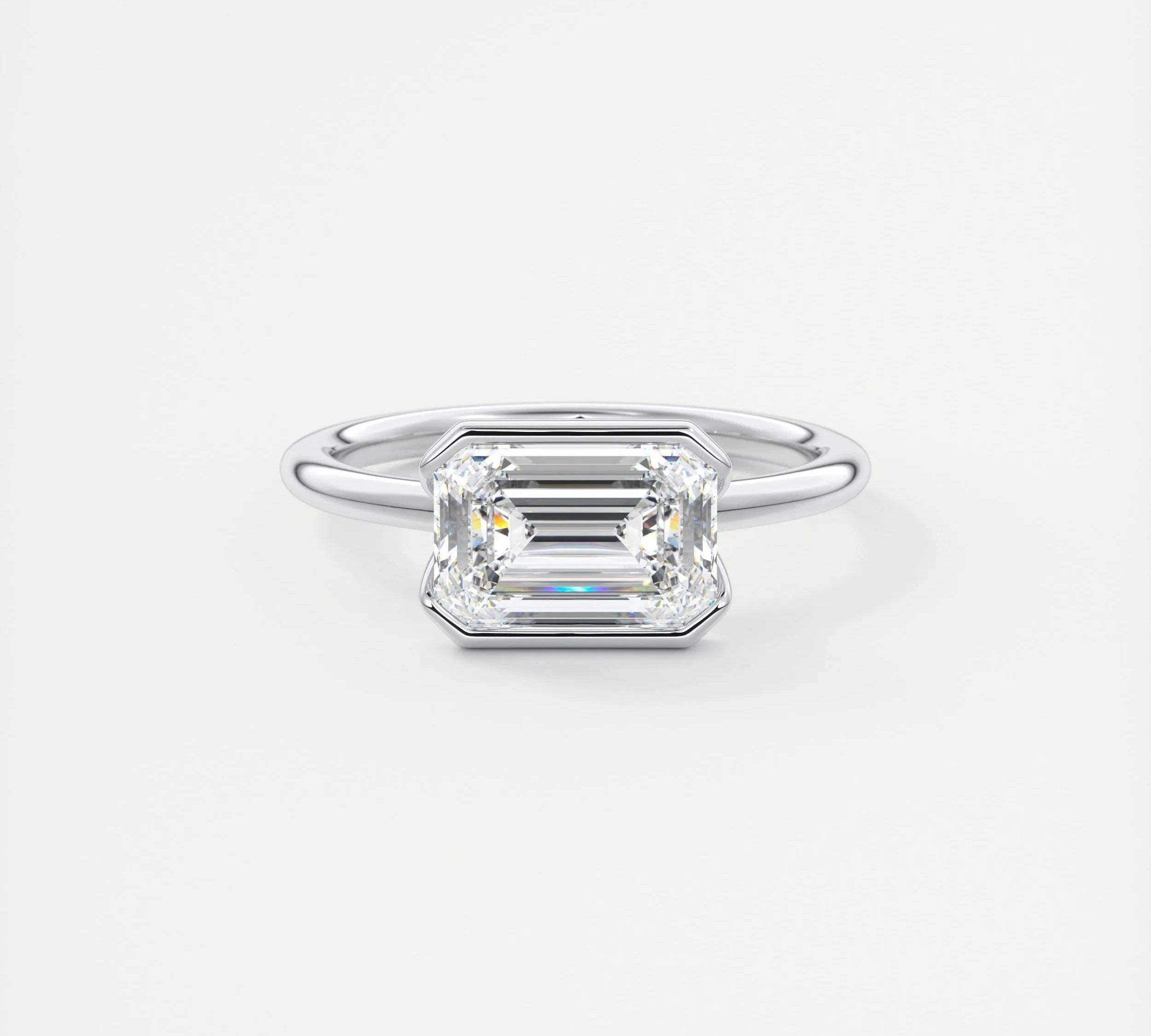 2 CT Emerald Half Bezel CVD F/VS1 Diamond Engagement Ring 1