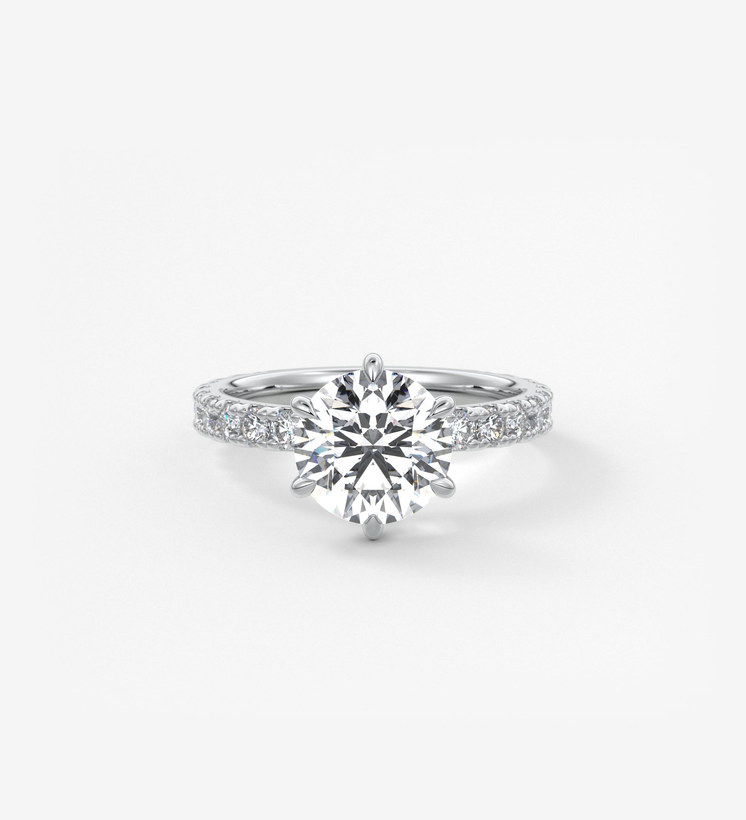 Round Pave Lab Grown Diamond Engagement Ring