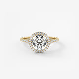 Round Halo & Pave , Split Shank Lab Grown Diamond Engagement Ring