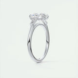 2 CT Oval Three Stone CVD F/VS1 Diamond Engagement Ring 6