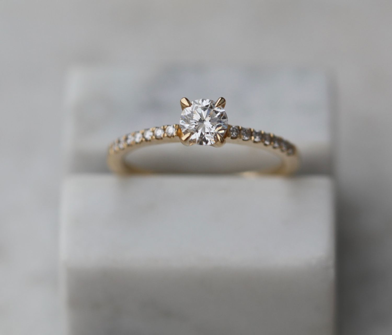Round Cut Pave Lab Grown Diamond Engagement Ring