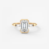 Emerald Three Stone Lab Grown Diamond Engagement Ring