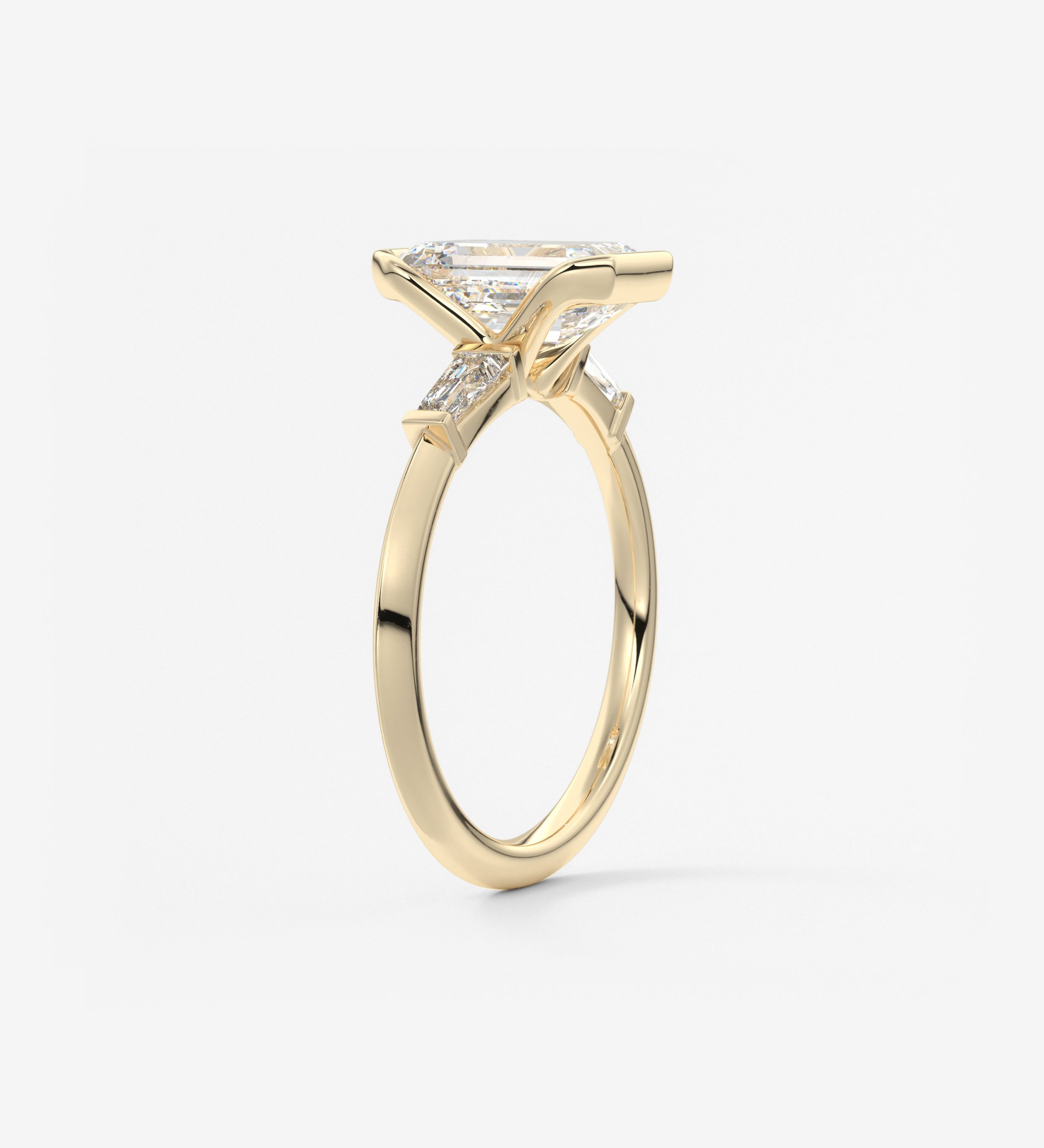 Emerald Three Stone Lab Grown Diamond Engagement Ring
