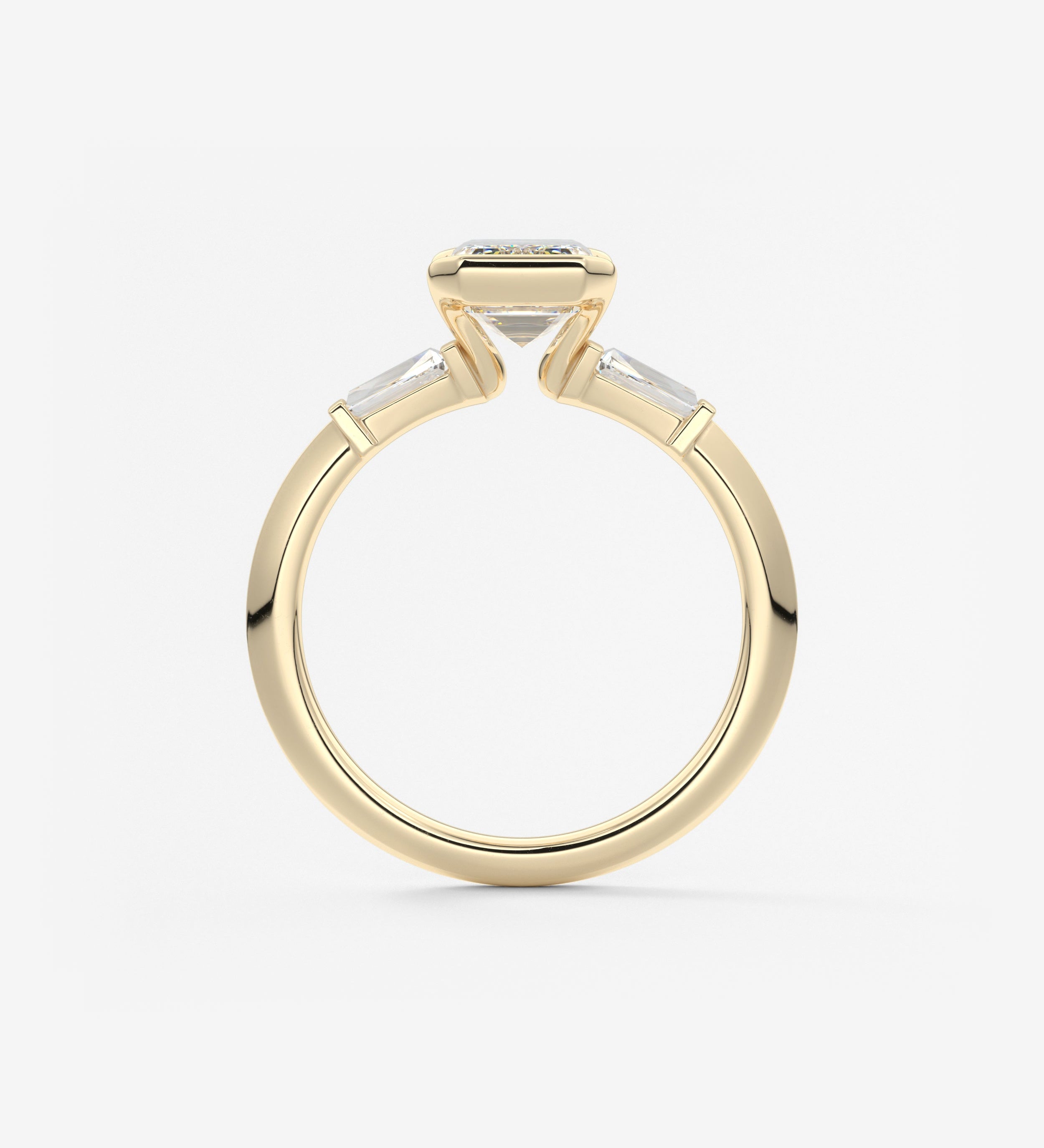 Emerald Three Stone Lab Grown Diamond Engagement Ring