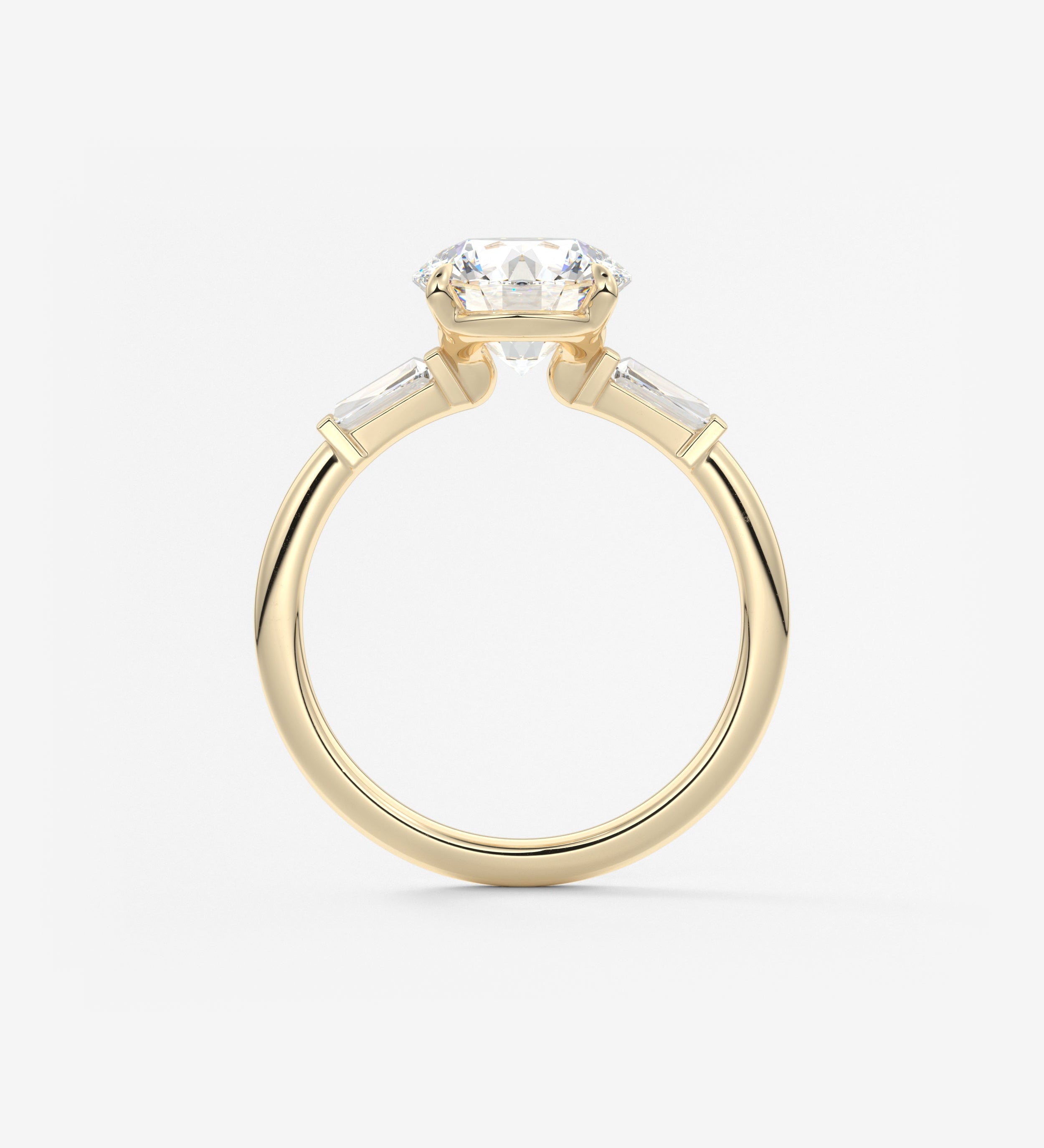 Round Three Stone Lab Grown Diamond Engagement Ring