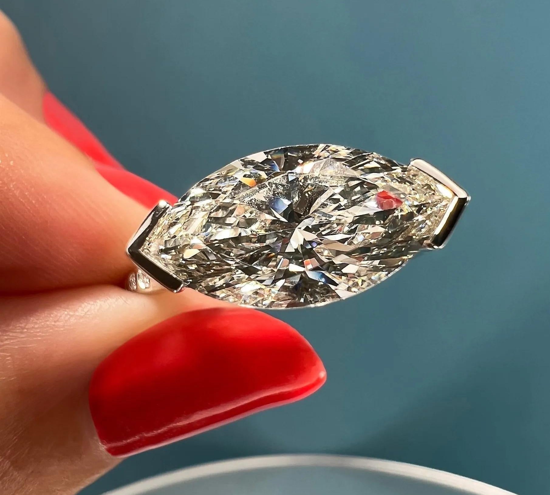 2 CT Marquise Half Bezel CVD F/VS1 Diamond Engagement Ring 2