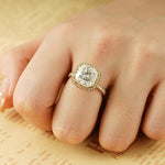 Stunning 1.0 - 2.0 CT Cushion Moissanite Engagement Ring With Pave & Halo Design 4