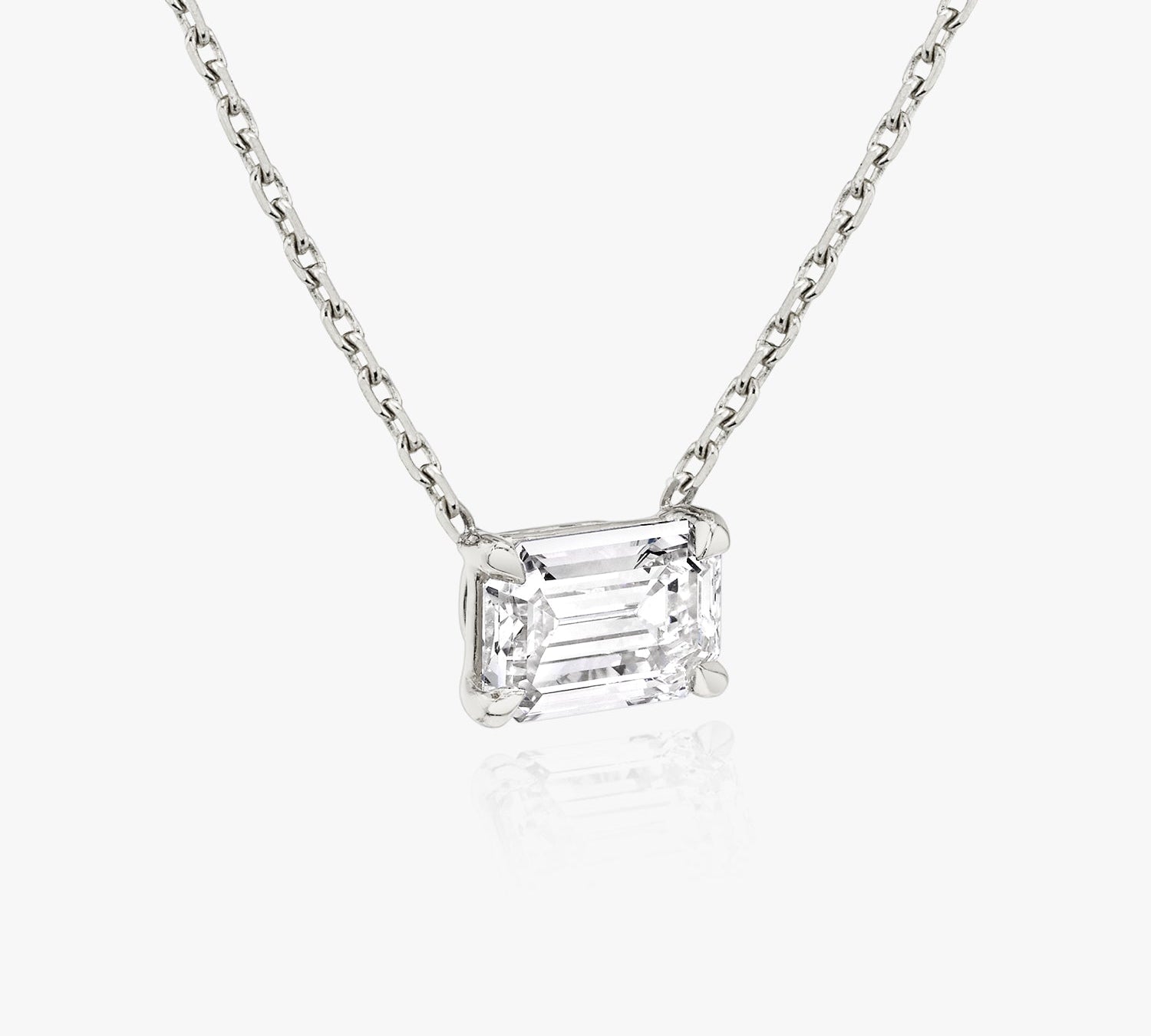 1.0 CT Emerald Solitaire Lab Grown Diamond Necklace